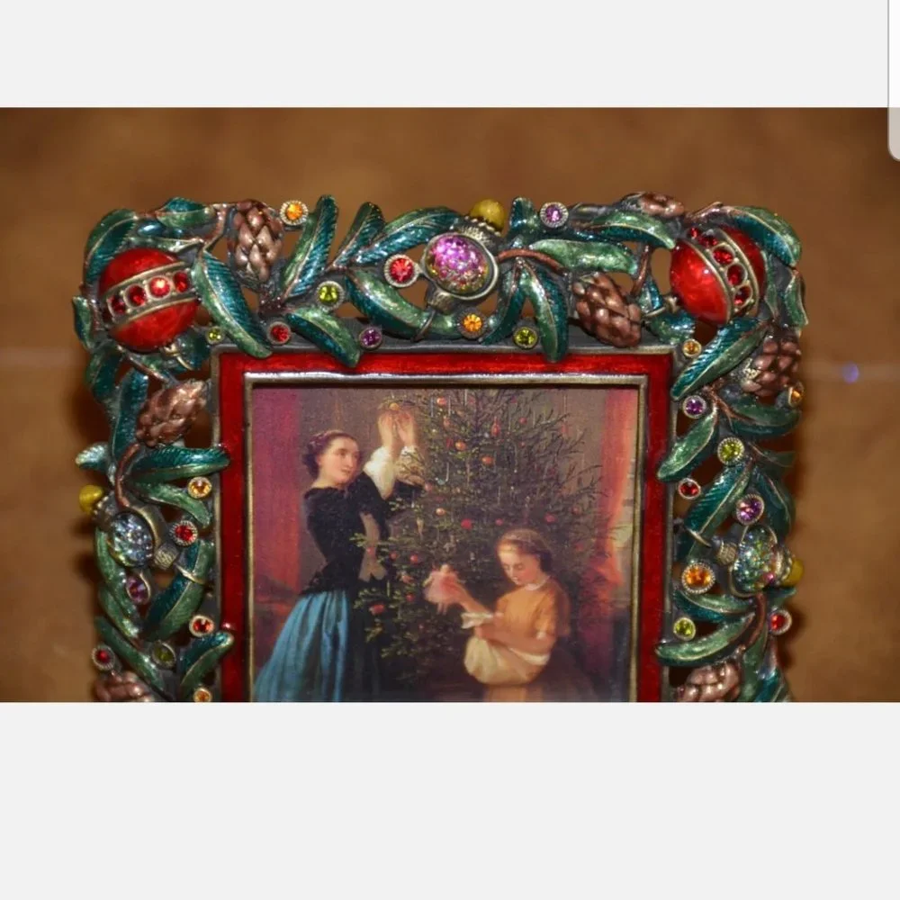 RARE EXQUISITE JAY STRONGWATER CHRISTMAS ORNAMENTS HOLIDAY GOLD CRYSTAL FRAME